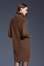 Load image into Gallery viewer, Woven Right Full Size Mixed Knit Cowl Neck Dropped Shoulder Sweater Dress
