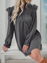 Load image into Gallery viewer, Perfee Ruffled Notched Long Sleeve Mini Dress
