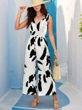 Load image into Gallery viewer, Tied Printed Surplice Sleeveless Jumpsuit
