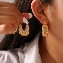 Load image into Gallery viewer, Copper Glass Stone U Shape Earrings
