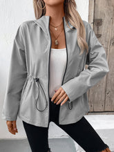 Load image into Gallery viewer, Ivy Lane Drawstring Zip Up Hooded Jacket
