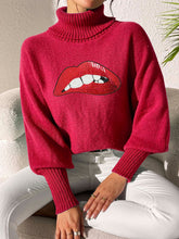 Load image into Gallery viewer, Lip Turtleneck Long Sleeve Sweater
