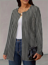 Load image into Gallery viewer, Houndstooth Open Front Long Sleeve Jacket
