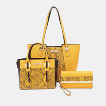 Load image into Gallery viewer, Nicole Lee USA 3-Piece Snake Print Handbag Set
