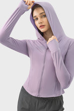 Load image into Gallery viewer, Millennia Pocketed Zip Up Hooded Long Sleeve Active Outerwear
