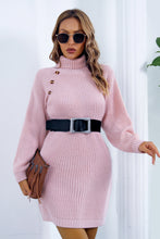 Load image into Gallery viewer, Buttoned Turtleneck Long Sleeve Sweater Dress
