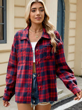 Load image into Gallery viewer, Plaid Collared Neck Long Sleeve Shirt
