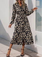 Load image into Gallery viewer, Perfee Printed Long Sleeve Midi Dress
