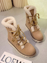 Load image into Gallery viewer, Faux Fur Lace Up Round Toe Boots
