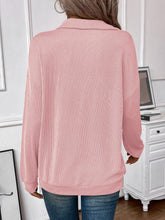 Load image into Gallery viewer, Double Take Striped Half Zip Long Sleeve T-Shirt
