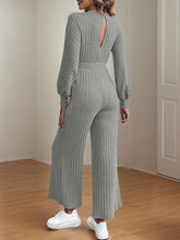 Load image into Gallery viewer, V-Neck Long Sleeve Wide Leg Jumpsuit
