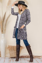 Load image into Gallery viewer, Celeste Full Size Leopard Open Front Contrast Cardigan
