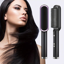 Load image into Gallery viewer, 2-in-1 Electric Hair Straightener Brush Hot Comb Adjustment Heat Styling Curler Anti-Scald Comb, 2-in-1 Styling Tool For Long-Lasting Curls And Straight Hair
