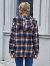 Load image into Gallery viewer, Ivy Lane Plaid Button Up Long Sleeve Hooded Jacket
