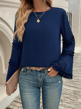 Load image into Gallery viewer, Devine Frill Round Neck Long Sleeve Top
