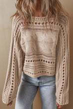 Load image into Gallery viewer, Cable-Knit Openwork Long Sleeve Sweater
