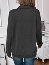 Load image into Gallery viewer, Double Take Striped Half Zip Long Sleeve T-Shirt
