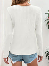 Load image into Gallery viewer, Waffle-Knit V-Neck Long Sleeve Top
