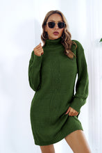 Load image into Gallery viewer, Openwork Turtleneck Long Sleeve Sweater Dress
