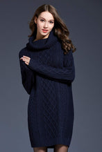 Load image into Gallery viewer, Woven Right Full Size Mixed Knit Cowl Neck Dropped Shoulder Sweater Dress
