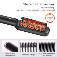 Load image into Gallery viewer, 2-in-1 Electric Hair Straightener Brush Hot Comb Adjustment Heat Styling Curler Anti-Scald Comb, 2-in-1 Styling Tool For Long-Lasting Curls And Straight Hair
