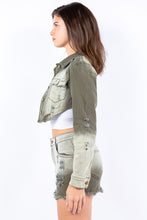 Load image into Gallery viewer, American Bazi Distressed Ombre Washed Cropped Denim Jacket
