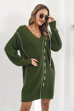 Load image into Gallery viewer, Contrast V-Neck Sweater Dress
