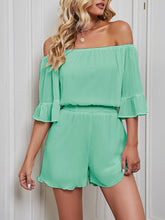 Load image into Gallery viewer, Off-Shoulder Flounce Sleeve Romper
