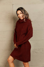 Load image into Gallery viewer, Woven Right Full Size Mixed Knit Cowl Neck Dropped Shoulder Sweater Dress
