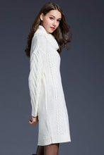 Load image into Gallery viewer, Woven Right Full Size Mixed Knit Cowl Neck Dropped Shoulder Sweater Dress
