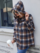 Load image into Gallery viewer, Ivy Lane Plaid Button Up Long Sleeve Hooded Jacket
