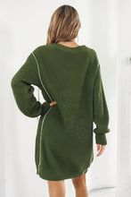 Load image into Gallery viewer, Contrast V-Neck Sweater Dress
