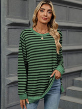 Load image into Gallery viewer, Striped Round Neck Long Sleeve T-Shirt
