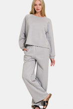 Load image into Gallery viewer, Zenana Round Neck Raglan Sleeve Top and Elastic Waist Pants Set
