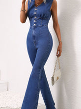 Load image into Gallery viewer, V-Neck Sleeveless Denim Jumpsuit
