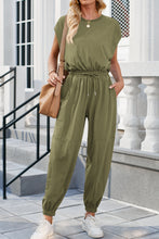 Load image into Gallery viewer, Round Neck Cap Sleeve Jumpsuit
