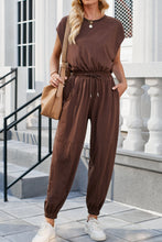 Load image into Gallery viewer, Round Neck Cap Sleeve Jumpsuit
