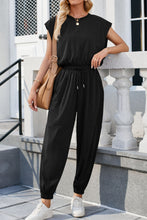 Load image into Gallery viewer, Round Neck Cap Sleeve Jumpsuit
