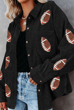 Load image into Gallery viewer, Sequin Football Button Up Long Sleeve Jacket
