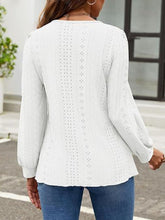 Load image into Gallery viewer, Eyelet Round Neck Long Sleeve Top
