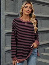 Load image into Gallery viewer, Striped Round Neck Long Sleeve T-Shirt
