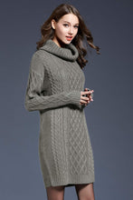 Load image into Gallery viewer, Woven Right Full Size Mixed Knit Cowl Neck Dropped Shoulder Sweater Dress
