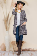 Load image into Gallery viewer, Celeste Full Size Leopard Open Front Contrast Cardigan
