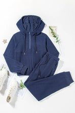 Load image into Gallery viewer, Drawstring Half Zip Hoodie and Joggers Active Set
