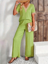 Load image into Gallery viewer, V-Neck Short Sleeve Top and Pants Set
