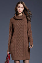 Load image into Gallery viewer, Woven Right Full Size Mixed Knit Cowl Neck Dropped Shoulder Sweater Dress
