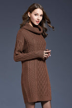 Load image into Gallery viewer, Woven Right Full Size Mixed Knit Cowl Neck Dropped Shoulder Sweater Dress
