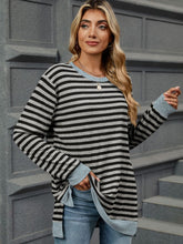 Load image into Gallery viewer, Striped Round Neck Long Sleeve T-Shirt
