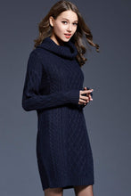 Load image into Gallery viewer, Woven Right Full Size Mixed Knit Cowl Neck Dropped Shoulder Sweater Dress
