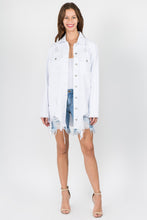 Load image into Gallery viewer, American Bazi Distressed Frayed Hem Denim Jacket
